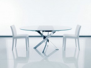Стол BARONE (01.92) G093 хром/С150 э-бел. гл. стекло, L021алюм.вставка в Нягани - nyagan.mebel-74.com | фото