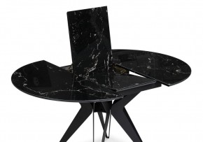 Стол стеклянный Рикла 110(150)х110х76 черный мрамор / черный в Нягани - nyagan.mebel-74.com | фото