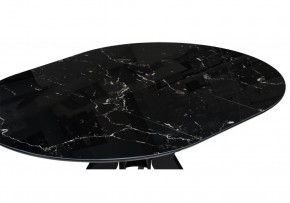 Стол стеклянный Рикла 110(150)х110х76 черный мрамор / черный в Нягани - nyagan.mebel-74.com | фото